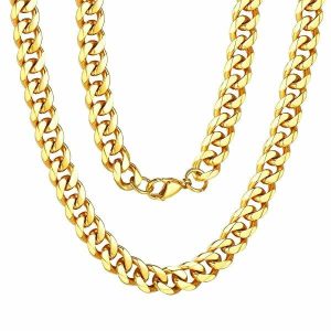 Chains | Mens 8mm Gold Curb Chain Necklace Accessories Chains