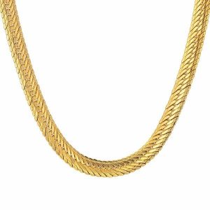 Chains | Mens 8mm Gold Herringbone Chain Necklace Accessories Chains