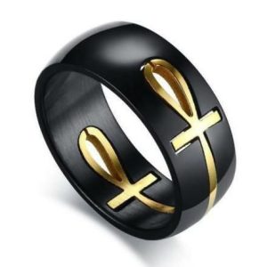 Dress Rings | Mens Egyptian Black Gold Ring Dress Rings Dress Rings