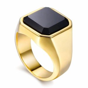 Dress Rings | Mens Gold Square Signet Ring Dress Rings Dress Rings