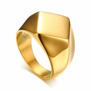 Dress Rings | Mens Minimalist Signet Ring Gold Dress Rings Dress Rings