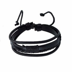 Leather Bracelets | Mens Black Triple Leather Bracelet Bracelets Leather Bracelets