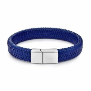 Leather Bracelets | Mens Blue Braided Leather Bracelet Bracelets Leather Bracelets