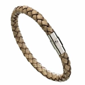 Leather Bracelets | Mens Magnetic Leather Bracelet Beige Bracelets Leather Bracelets