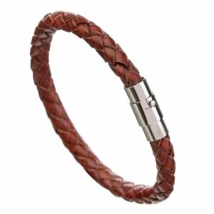 Leather Bracelets | Mens Magnetic Leather Bracelet Warm Brown Bracelets Leather Bracelets