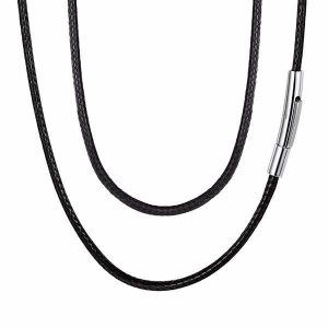 Leather Necklaces | Mens 4mm Braided Leather Chain Necklace Leather necklaces Leather necklaces