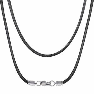 Leather Necklaces | Mens 4mm Woven Leather Chain Necklace Leather necklaces Leather necklaces