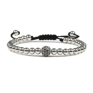 Macrame Bracelets | Mens Silver Luxury Bead Bracelet Beaded Bracelets Beaded Bracelets