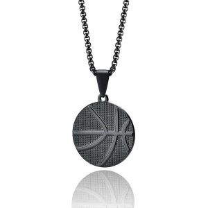 Pendants | Mens Black Basketball Pendant Necklace Accessories Mens