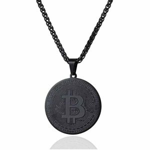 Pendants | Mens Black Bitcoin Pendant Necklace Accessories Mens