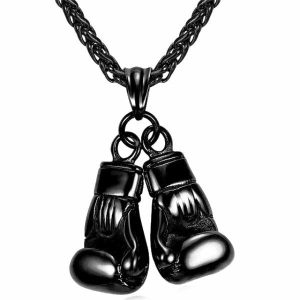 Pendants | Mens Black Boxing Gloves Pendant Necklace Accessories Mens