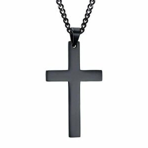 Pendants | Mens Black Christian Cross Pendant Necklace Accessories Mens