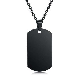 Pendants | Mens Black Dog Tag Pendant Necklace Accessories Mens