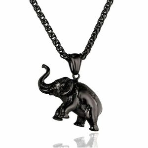 Pendants | Mens Black Elephant Pendant Necklace Accessories Mens