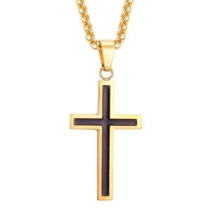 Pendants | Mens Black Gold Cross Pendant Necklace Accessories Mens