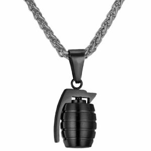 Pendants | Mens Black Grenade Pendant Necklace Accessories Mens