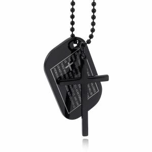 Pendants | Mens Black Lord’s Prayer Cross Pendant Necklace Accessories Mens