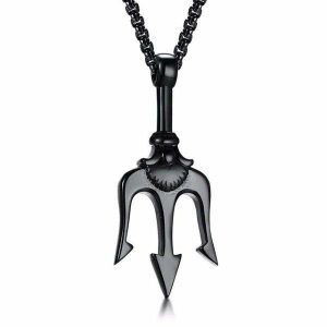 Pendants | Mens Black Poseidon Trident Pendant Necklace Accessories Mens