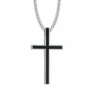 Pendants | Mens Black Silver Christian Cross Pendant Necklace Accessories Mens