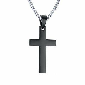 Pendants | Mens Black Small Christian Cross Pendant Necklace Accessories Mens