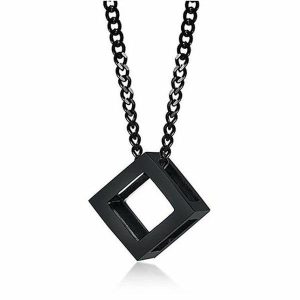 Pendants | Mens Black Square Cube Pendant Necklace Accessories Mens