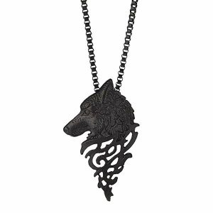 Pendants | Mens Black Wolf Pendant Necklace Accessories Mens