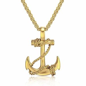 Pendants | Mens Gold Anchor Pendant Necklace Accessories Mens