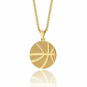 Pendants | Mens Gold Basketball Pendant Necklace Accessories Mens