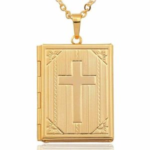 Pendants | Mens Gold Bible Locket Pendant Necklace Accessories Mens