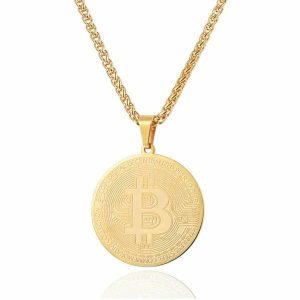 Pendants | Mens Gold Bitcoin Pendant Necklace Accessories Mens