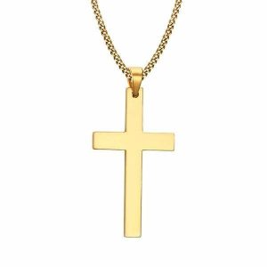 Pendants | Mens Gold Christian Cross Pendant Necklace Accessories Mens