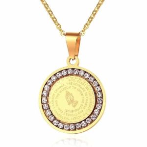 Pendants | Mens Gold CZ Serenity Prayer Pendant Necklace Accessories Mens