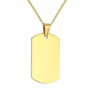 Pendants | Mens Gold Dog Tag Pendant Necklace Accessories Mens