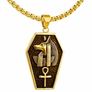 Pendants | Mens Gold Egyptian Anubis Ankh Pendant Necklace Accessories Mens