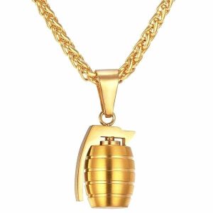 Pendants | Mens Gold Grenade Pendant Necklace Accessories Mens