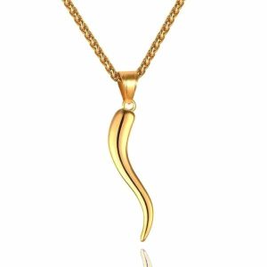 Pendants | Mens Gold Italian Horn Pendant Necklace Accessories Mens