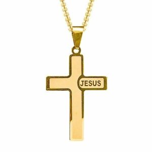 Pendants | Mens Gold Jesus Cross Pendant Necklace Accessories Mens