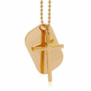 Pendants | Mens Gold Lord’s Prayer Cross Pendant Necklace Accessories Mens