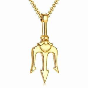 Pendants | Mens Gold Poseidon Trident Pendant Necklace Accessories Mens