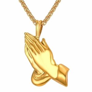 Pendants | Mens Gold Praying Hands Pendant Necklace Accessories Mens