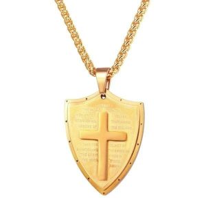 Pendants | Mens Gold Shield Of Faith Pendant Necklace Accessories Mens