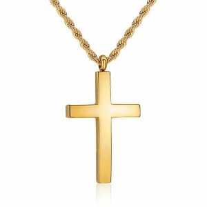 Pendants | Mens Gold Tapered Cross Pendant Necklace Accessories Mens