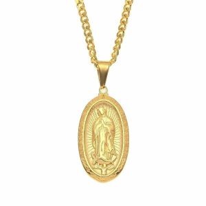 Pendants | Mens Gold Virgin Mary Pendant Necklace Accessories Mens