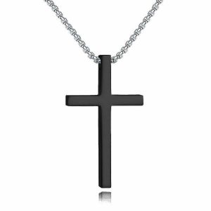 Pendants | Mens Long Black Cross Pendant Necklace Accessories Mens