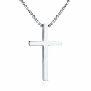 Pendants | Mens Long Silver Cross Pendant Necklace Accessories Mens