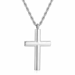 Pendants | Mens Rounded Silver Cross Pendant Necklace Accessories Mens