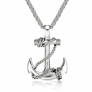 Pendants | Mens Silver Anchor Pendant Necklace Accessories Mens