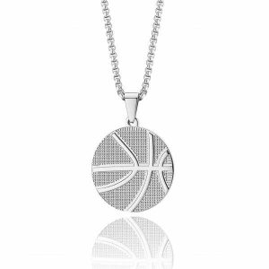 Pendants | Mens Silver Basketball Pendant Necklace Accessories Mens