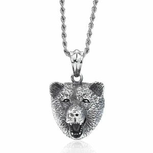 Pendants | Mens Silver Bear Pendant Necklace Accessories Mens