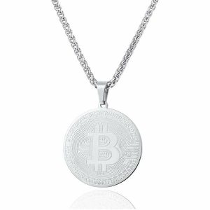 Pendants | Mens Silver Bitcoin Pendant Necklace Accessories Mens